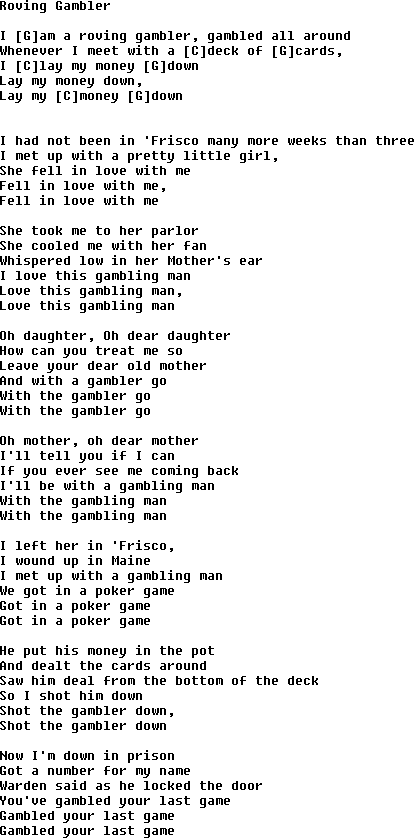 Bluegrass songs with chords - Roving Gambler